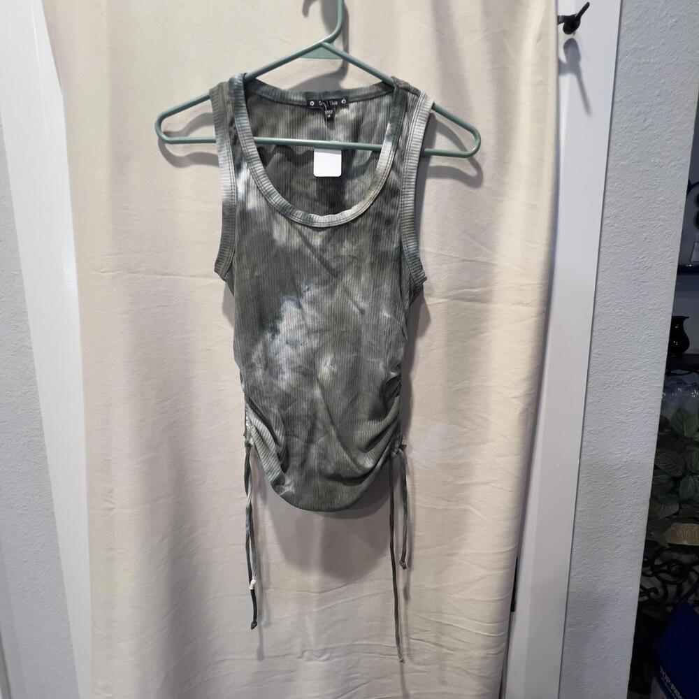 Try This Women's Ribbed Tank Top with Side Drawstrings, Size
